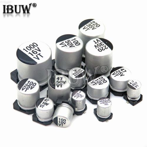 Condensateur électrolytique SMD en aluminium,6.3V,10V,16V,25V,35V,50V,1UF,2.2UF,4.7UF,10UF,47UF,100UF,220UF,330UF,470UF,680UF,10 pièces - Type 25V330UF 8x10MM
