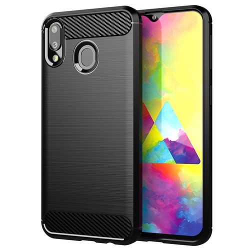 Coque Pour Samsung Galaxy A20 / A30 / M10s En Brushed Noir Housse De Protection Étui En Silicone Tpu Flexible, Aspect Inox Et Fibre De Carbone