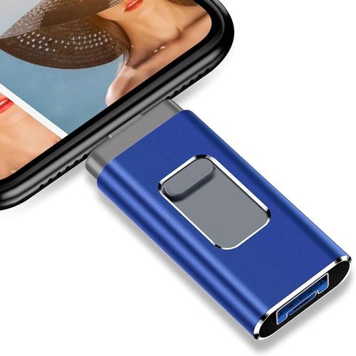 2 to pour iPhone Plus 11 12 ipad clé USB double usage mobile OTG Micro clé USB 512GB 128GB 256GB 1T PENDRIVE 3.0-XCK-Bleu-512 GO