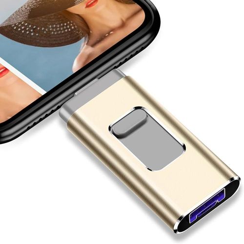 2 to pour iPhone Plus 11 12 ipad clé USB double usage mobile OTG Micro clé USB 512GB 128GB 256GB 1T PENDRIVE 3.0-XCK-Or-512 GO