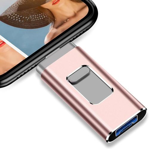 2 to pour iPhone Plus 11 12 ipad clé USB double usage mobile OTG Micro clé USB 512GB 128GB 256GB 1T PENDRIVE 3.0-TE-Rose-512 GO