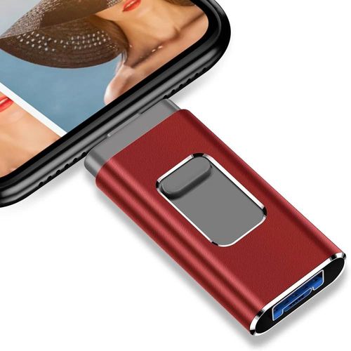 2 to pour iPhone Plus 11 12 ipad clé USB double usage mobile OTG Micro clé USB 512GB 128GB 256GB 1T PENDRIVE 3.0-XCK-Rouge-512 GO