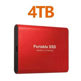 Disque dur externe SSD portable haute vitesse, disque dur petde type C, disque à semi-conducteurs de masse 4 To, USB 3.1, ordinateur portable, PC, discrétionnaire--Rouge 4TB