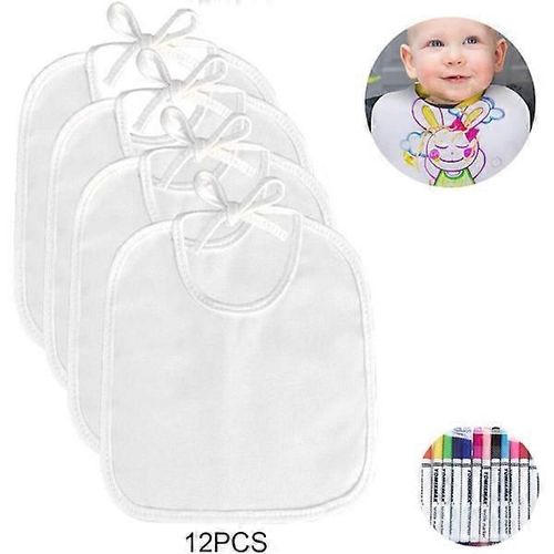 Bavoir Bébé Triangulaire Blanc À Peindre Parfait Pour Décorer Et Peindre Soi-Même Excellent Pour Une Baby Shower