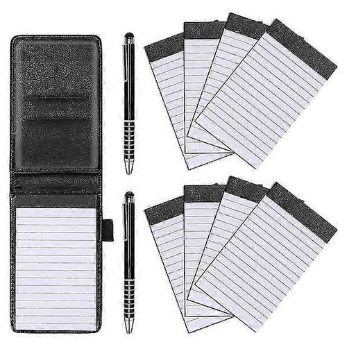 Mini Carnet De Poche 11 Pièces En Cuir Synthétique, Carnet Professionnel Avec 2 Stylos En Métal Et 8 Recharges