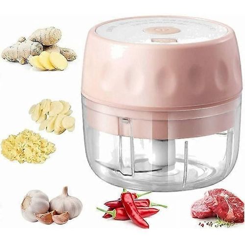 Mini Presse-Ail De Cuisine Triomphe Mini Presse-Ail Broyeur Électrique Pour Noix Légumes Viande Broyeur À Viande Électrique (Rose)