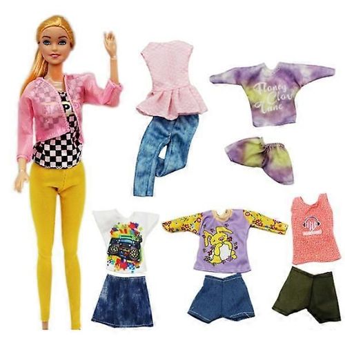 Ensemble de 7 pièces de vêtements pour poupée Barbie de 30 cm Costume de mode Neuf pour