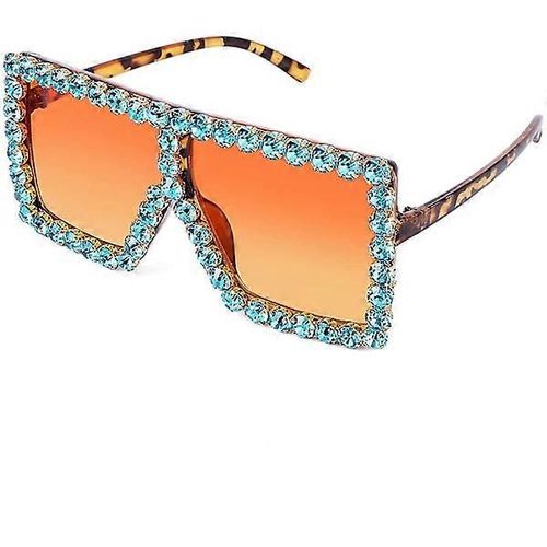 Lunettes de soleil surdimensionnées à paillettes et cristaux, style disco, à dessus plat, carrées et tendance, grandes tailles