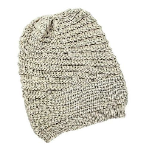 Bonnet Thermique Élastique Pour Femme, Couleur Unie, Élégant, Tricoté, Accessoire De Ski, Hiver (Beige)