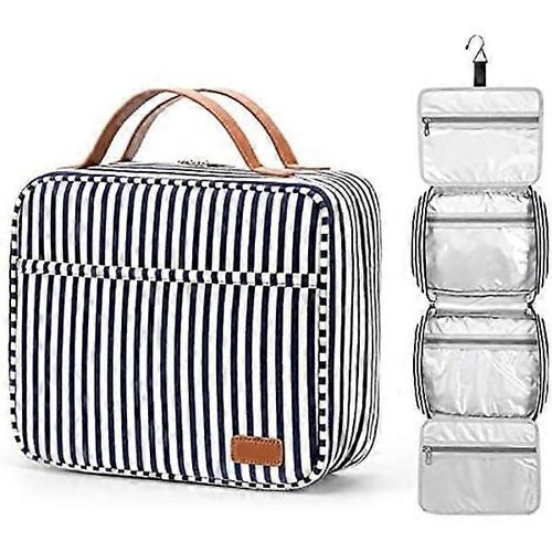 Trousse de maquillage suspendue pour voyage, grande capacité pour femme avec 4 compartiments et 1 crochet solide, parfaite