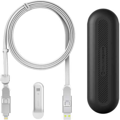ASFASFq-inCharge XL 200cm - Cable Usb c Charge Rapide, 100W - Chargeur Usb c Universel 6 en 1 pour Appareils Mobiles avec Usb c + Cable Lightning et Micro Usb, Idéal comme Cadeau Homme, Blanc