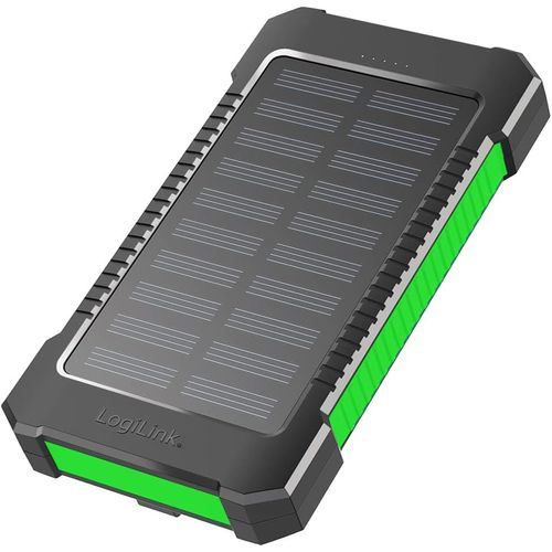 Powerbank Batterie Solaire 8000 Mah Avec Lampe De Poche Charge Simultanée 2 Appareils (2 Ports Usb Type-A) Noir/Vert