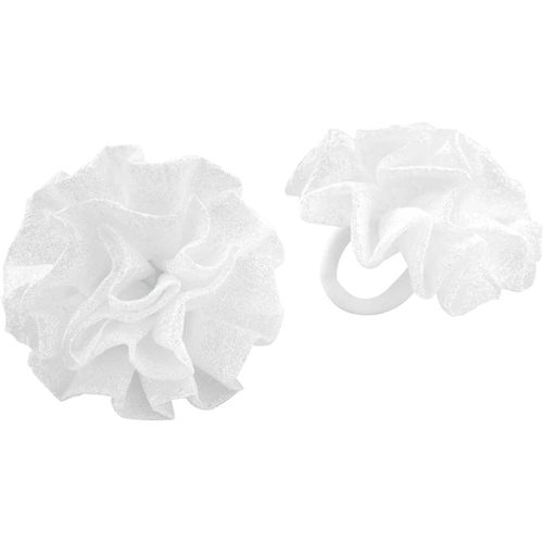 Meimie-Hsg15 Lot De 2 Chouchous À Cheveux Pour Enfant Avec Fleurs En Tissu Pour Communion Blanc