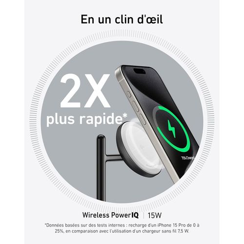 Maggo Chargeur Induction Iphone 3 En 1 15w Compatible Magsafe Et Certifié Qi2,Socle De Recharge À Induction Pour Iphone Séries 16/15/14/13,Airpods,Apple Watch(Chargeur Et Câble Usb C Inclus)