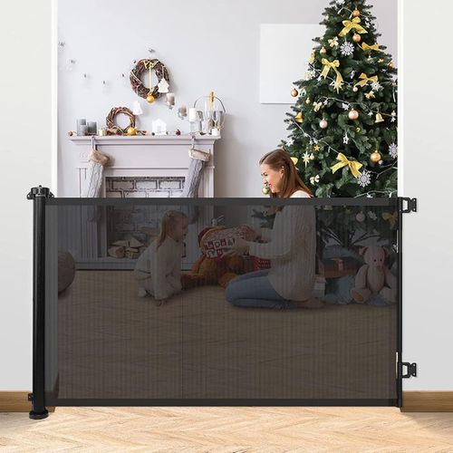 Barriere De Securite Enfant 180x86cm Barriere De Securite Retractable Barriere De Securite Avec Système De Blocage De Fermeture/Ouverture Barriere Chien Pour Escaliers,Intérieurs Et Extérieurs