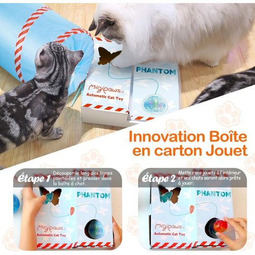 Jouet Interactif 2 En 1 Pour Chats, Boule Rotative Électrique Clignotante Dans Un Tunnel Pour Chats, Programme Intelligent Rechargeable, S'active Par Tapotement, Jeu De Chasse Aux Papillons