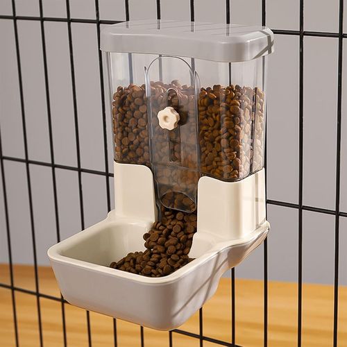Loc-Distributeur Automatique De Nourriture Pour Animaux 800ml Distributeur De Nourriture Sans Alimentation Réglable Pour Cage Clapier Clôture Pour Petits Animaux Lapin Cobaye Chinchilla O Au(Gris)