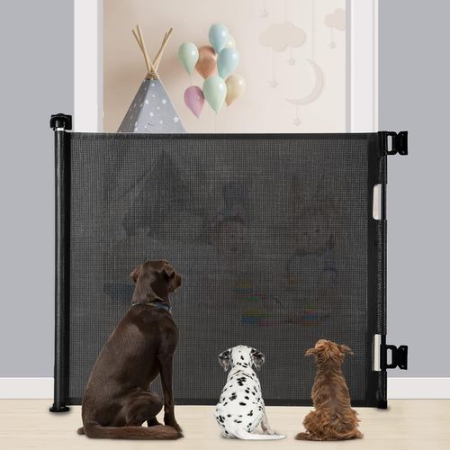 Barrière De Sécurité Rétractable 0-140cm, Barriere De Securite Enfant Rétractable,Barriere De Securite Chien Pour Les Escaliers/Portes/Couloirs/Intérieur/Extérieur,Noir