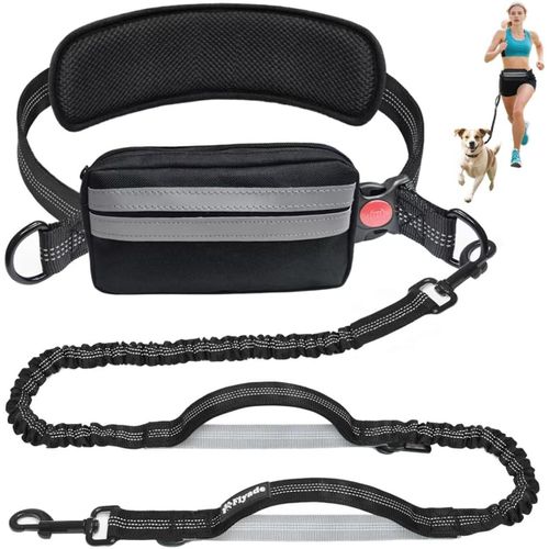 Teppc-Laisse Mains Libres Pour Chiens, Jogging Chiens Laisse De Course Avec Ceinture, Sac Banane Détachable, Entraînement Laisse Chien De Taille Moyenne Et Grande