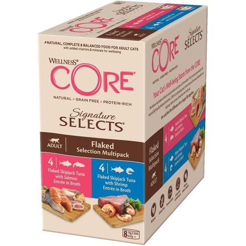 Asfasfq-Wellness Core Signature Sélects, Pâtée Pour Chat, 100% Naturelle Et Sans Céréales, Mélange De Sélection Emietté, 8 X 79 G