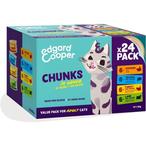 Nuem-Pâtée Chat Morceaux Multipack (Poulet/Saumon/Dinde/Agneau, 24 X 85g), Pour Chats Stérilisés Ou Actifs, Ingrédients Naturels