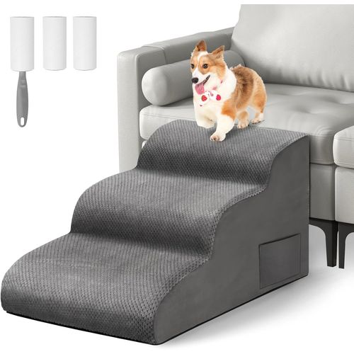 Asfasfq-Escaliers Pour Chiens À 3 Marches, Escalier Pour Animaux En Éponge, Rampe Pour Chien Antidérapant Avec Housse En Tissu Amovible Et Lavable, Pour Canapé Et Lit, Envoyer Rouleau Poils Animaux