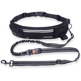 Teppc-Laisse Canicross Chien, Main Libre Chien, Anti-Tirons, Pour Ceinture, Avec Poches Intégrées Et Coutures Réfléchissantes, Running (Noir)