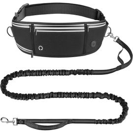 Cmjaagur-Laisse Canicross Chien, Laisse Main Libre Pour Chiens, Longe De Jogging Élastique 160-220cm, Anti-Tirons, Réfléchissant, Ceinture Réglable, Double Poignée Pour Course À Pied, Marche[M80]