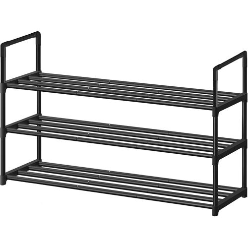 Jexnovashop-Rack À Chaussures - Rack À Chaussures En Métal À 3 Étages - Etagère De Rangement De Chaussure Empilable Pour Entrée, Placard, Salle De Bain 30cm(P) X 92cm(L) X 55cm(H) -Noir