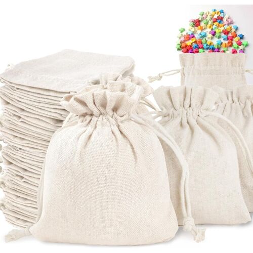JEXNOVASHOP-36 Pièces Petits Sacs en Tissu, 10 x 12 cm Sachet Coton, Sac Toile de Jute avec Cordon de Serrage, Sachets Réutilisable Petite Pochon Bijoux, pour les Calendriers de l'Avent, Bonbons, Lav
