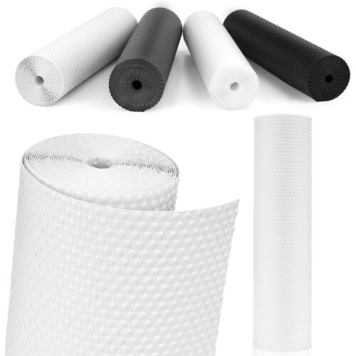 Jexnovashop-Tapis Frigo En Eva, Tapis Fond De Tiroir Antiderapant Non-Adhésif, Plastique Tapis Pour Refrigerateur Placard Etagere, Protection Pour Meuble Camping, Sous Evier Cuisine (Blanc/30cm X 305
