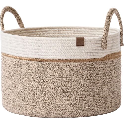 Jexnovashop-La Jolie Muse Paniers De Rangement En Corde Tressée - Grand Panier En Coton, Panier À Linge Pour Ranger Couvertures, Jouets Pour Enfants, Panier De Buanderie Pour Vêtements Bébé