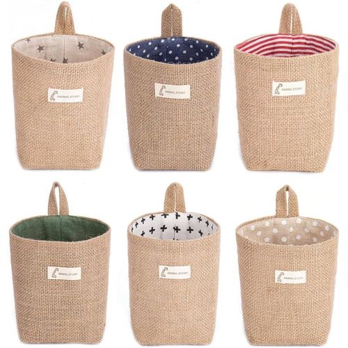 KALANKA-Panier Rangement Tissu,6 PCS Panier Suspendu Rangement Petit Panier Rangement Panier Mural Panier de Rangement Pliable pour Stocker Jouets Clés Cosmétiques