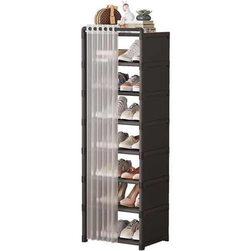 Subzonal-Tagères À Chaussures À 8 Niveaux, Rangement Chaussure, Porte-Chaussures, Résistant À La Poussière, 42x30x124 Cm, Pour Entrée,Chambre,Salon -Noir