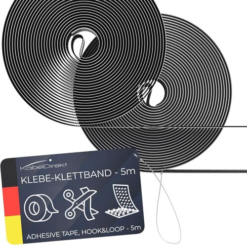 Bande adhésive Auto-agrippante-20 mm x 5m-(Bande à Crochets & Bande,Fermeture,Hook & Loop,Noire)