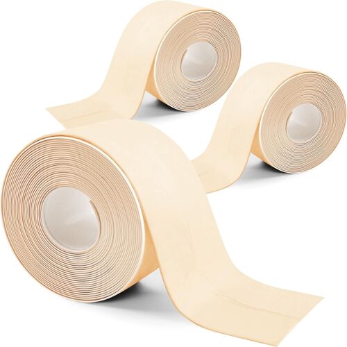 Lot De 3 Rouleaux De Ruban D'étanchéité Autocollant En Pvc Imperméable Pour Cuisine,Évier,Plafond,Toilettes,Baignoire,Humidité Et Empêche La Moisissure,38 Mm X 3,2 M (Crème)