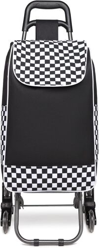 SJZG-Chariot De Courses Pliable, Léger Et Imperméable, Chariot De Courses 2 En 1 Avec Sac De Refroidissement Isotherme, Chariot D'Escalade Amovible Pour Courses (Noir)