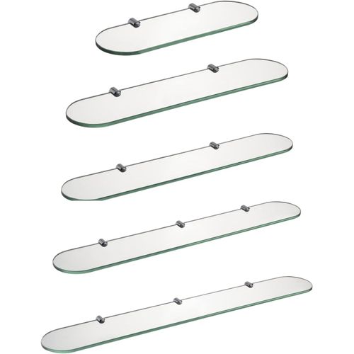 TIANYI-Étagère de Salle de Bain en Verre Trempé de 8 mm D'épaisseur avec Supports en Laiton Chromé, 60 x 12 cm Bord Ovale Incurvé Etagere Verre, E3308-60HC