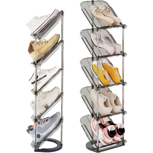 Kgabery-Étagère Chaussure À 5 Niveaux,Peu Encombrante Étroite Rangement Chaussure,Meuble Chaussure Entree,Organisateur Chaussures,Boite Rangement Chaussures,Range Chaussures,Etagere Rangemet