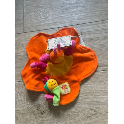 Doudou peluche Louna l abeille moulin roty orange rose marionnette 