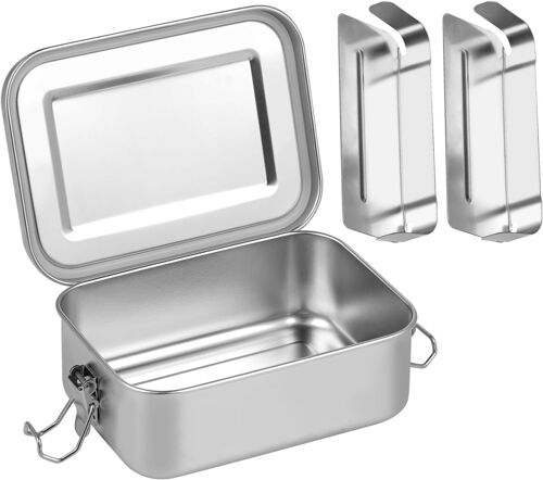 Kalanka-Lunch Box Inox Pour Enfants Avec Compartiments ¿ Boite Inox 850 Ml, Durable, Idéale Comme Lunch Box Enfant, Également Adaptée Aux Adultes, Pratique Pour L¿École Et Le Bureau.