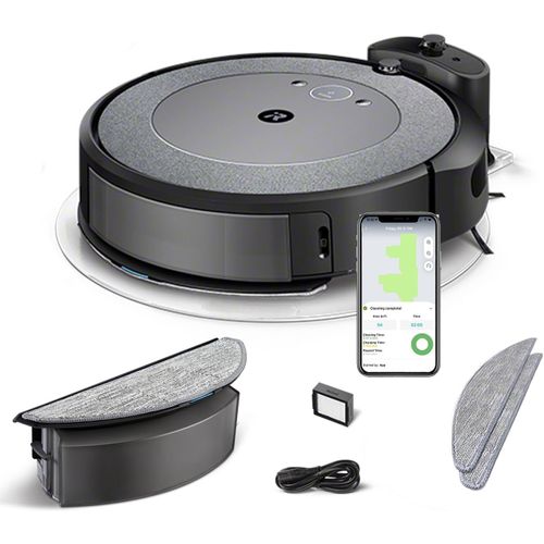 Roomba Combo I5 (I5172) Robot Aspirateur & Laveur 2-En-1, Connecté Wifi - 2 Brosses Caoutchouc ¿ Cartographie, Mémorise Et S'Adapte À Domicile - Compatible Assistants Vocaux