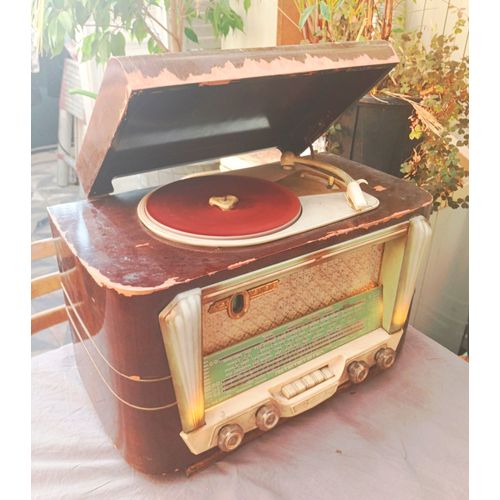 Ancien Tourne-disque Radio TSF 1957 ! Tendance "Art Déco" Marque REELA