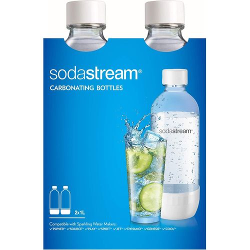 SUBZONAL-sodastream Lot de 2 bouteilles de gazéification DWS classiques en plastique - Passe au lave-vaisselle - Blanc