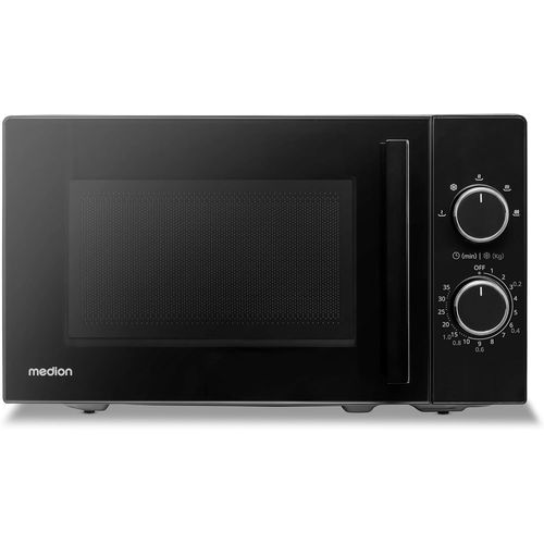 ASFASFq-Micro-ondes (20 litres, 800 watts, 5 vitesses de micro-ondes, fonction décongélation, minuterie, plateau en verre, compact, MD12011) noir