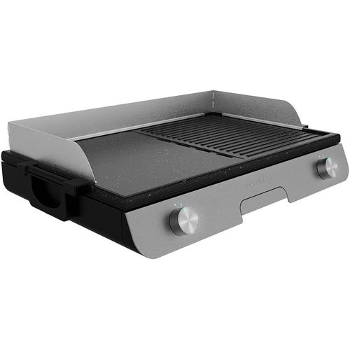 SUBZONAL-PerfectRoast 3000 Barbecue électrique en inox 3 000 W, surface de cuisson mixte, revêtement anti-adhésif Rockstone, thermostat réglable, bac ramasse-graisses 03182