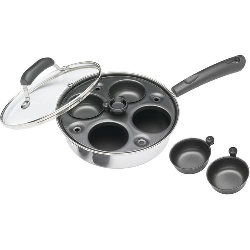 SUBZONAL-KitchenCraft Cuiseur 4 OEufs, Sans Danger pour l'Induction, Acier au Carbone, 21 cm