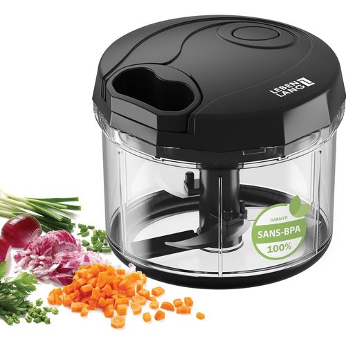 Hachoir Manuel Legume & Coupe Oignon - Noir 1l Mixeur Manuel & Bpa-Free I Moulinette Manuelle Hachoir Ail Vegetable Chopper Mini-Robots Et Hachoirs A Ficelle Eminceur Legumes Main 3 Lames