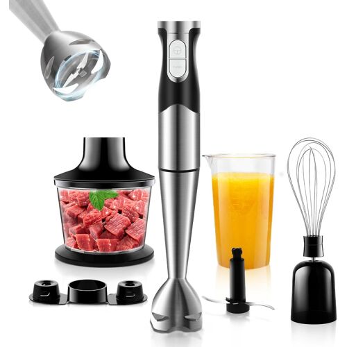 6 En 1 Mixeur Plongeant 1200W Vitesse Réglable Mélangeur À Main Anti-Éclaboussures Avec Lames En Acier Inoxydable Mélangeur Plongeant Électrique Pour La Viande Les Légumes Et La Crème Etc
