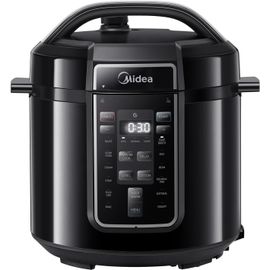 SUBZONAL-Midea Autocuiseur Électrique Rapide 9-en-1, 12 Programmes Prédéfinis, Multicuiseur Inox Instantané, Pot Antiadhésif, Yaourtière, Cuiseur de Riz, Cuisson Lente, Sauté, Vapeur, 6L, Noir